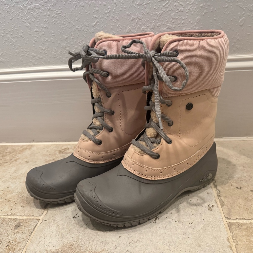 The North Face Pink and Gray Winter Boots